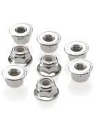 Traxxas 3647 Nuts, 4mm flanged nylon locking (steel, serrated) (8)