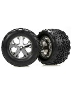 Traxxas 3669 Tires & wheels, assembled, glued (2.8) (All-Star chrome wheels, Talon tires, foam inserts) (nitro rear/ electric front) (2)