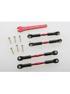 Traxxas 3741X Turnbuckles, aluminum (red-anodized), camber links, front, 39mm (2), rear, 49mm (2) (assembled w/ rod ends & hollow balls)/wrench