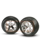 Traxxas 3770 Tires & wheels, assembled, glued (2.8) (All-Star chrome wheels, Alias tires, foam inserts) (2WD electric rear) (2)