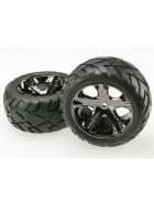 Tires & wheels, assembled, glued (All Star black chrome wheels, Anaconda tires, foam inserts) (2WD electric rear) (1 left, 1 right)