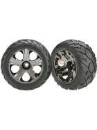 Tires & wheels, assembled, glued (All-Star black chrome wheels, Anaconda tires, foam inserts) (nitro front) (1 left, 1 right)