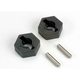 Wheel hubs, hex (2)/ axle pins (2.5x12mm) (2)
