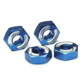 Wheel hubs, hex,  6061-T6 aluminum (blue) (4)/ axle pins...