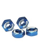 Wheel hubs, hex,  6061-T6 aluminum (blue) (4)/ axle pins (2.5x10mm) (4)