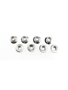 Traxxas 5147X Nuts, 5mm flanged nylon locking (steel, serrated) (8)