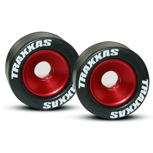 Traxxas 5186 Wheels, aluminum (red-anodized) (2)/ 5x8mm ball bearings (4)/ axles (2)/ rubber tires (2)