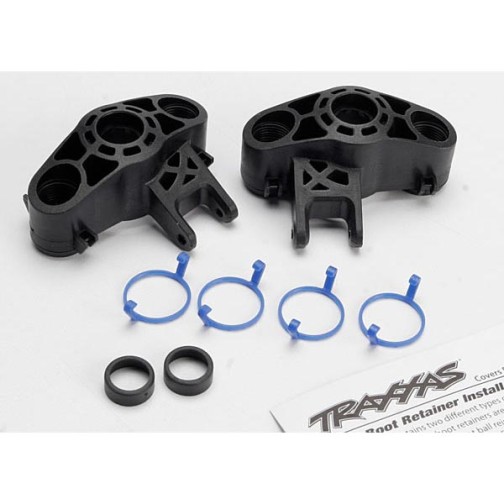 Traxxas 5334R Axle carriers, left & right (1 each) (use with larger 6x13mm ball bearings)/ bearing adapters (for 6x12mm ball bearings) (2)/ dust boot retainers (4)