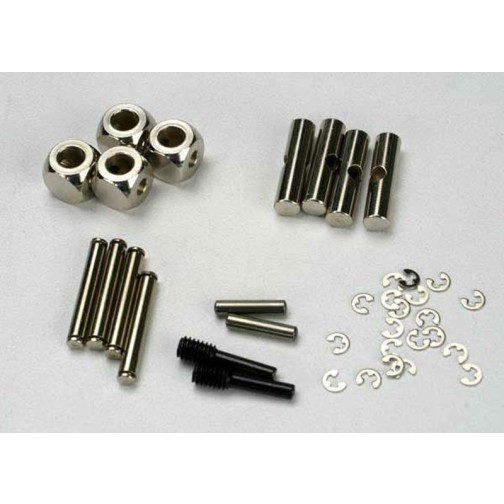 Traxxas 5452 U-joints, driveshaft (carrier (4)/ 4.5mm cross pin (4)/ 3mm cross pin (4)/ e-clips (20)) (metal parts for 2 driveshafts)