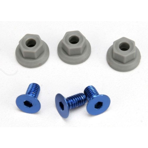 Traxxas 5512 Wing mounting hardware, (4x8mmCCS (aluminum)(3)/ 4x7mm flanged NL (3))