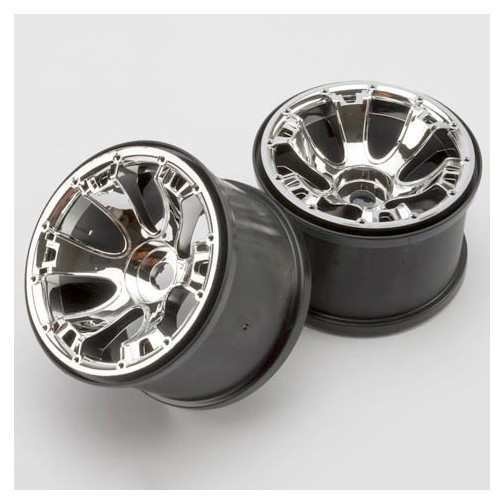 Traxxas 5671 Wheels, Geode 3.8 (chrome) (2) (use with 17mm splined wheel hubs & nuts, part #5353X  & beadlock-style sidewall protectors, part #5665, 5666, 5667)