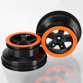 Traxxas 5868X Wheels, SCT black, orange beadlock style,...