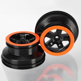Traxxas 5870X Wheels, SCT black, orange beadlock style,...