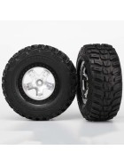 Traxxas 5880 Tires & wheels, assembled, glued  (SCT satin chrome, black beadlock style wheels, Kumho tires, foam inserts) (2) (4WD front/rear, 2WD rear only)