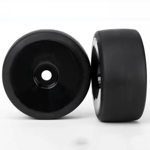Traxxas 6475 Tires & wheels, assembled, glued (black, dished wheels, slick tires (S1 compound), foam inserts) (front) (2)