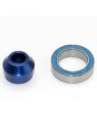 Traxxas 6893X Bearing adapter, 6160-T6 aluminum (blue-anodized) (1)/10x15x4mm ball bearing (blue rubber sealed) (1) (for slipper shaft)