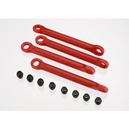 Traxxas 7018 Push rod (molded composite) (red) (4)/ hollow balls (8)