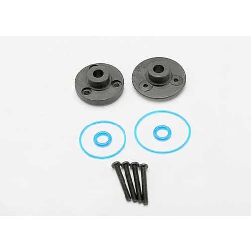 Traxxas 7080 Cover plates, differential (front or rear)/ gaskets (2)/ o-rings (2)/ 2x14mm BCS (4)