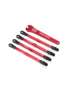 Traxxas 7138X Toe links, aluminum (red-anodized) (4) (assembled with rod ends and threaded inserts)