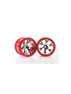 Traxxas 7271 Wheels, Geode 2.2 (chrome, red beadlock style) (12mm hex) (2)