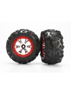 Traxxas 7272 Tires and wheels, assembled, glued (Geode chrome, red beadlock style wheels, Canyon AT tires, foam inserts) (1 left, 1 right) 