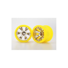 Traxxas 7275 Wheels, Geode 2.2 (chrome, yellow beadlock...