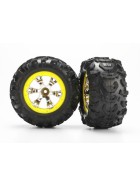 Traxxas 7276 Tires and wheels, assembled, glued (Geode chrome, yellow beadlock style wheels, Canyon AT tires, foam inserts)(1 left, 1 right)