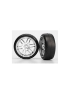Traxxas 7376A Tires and wheels, assembled, glued (Rally wheels, satin, 1.9 Gymkhana slick tires) (2)