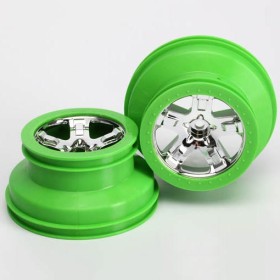 Wheels, SCT, chrome, green beadlock style, dual profile...