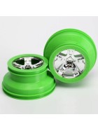 Wheels, SCT, chrome, green beadlock style, dual profile (2.2 outer, 3.0 inner) (2) (2WD front only)