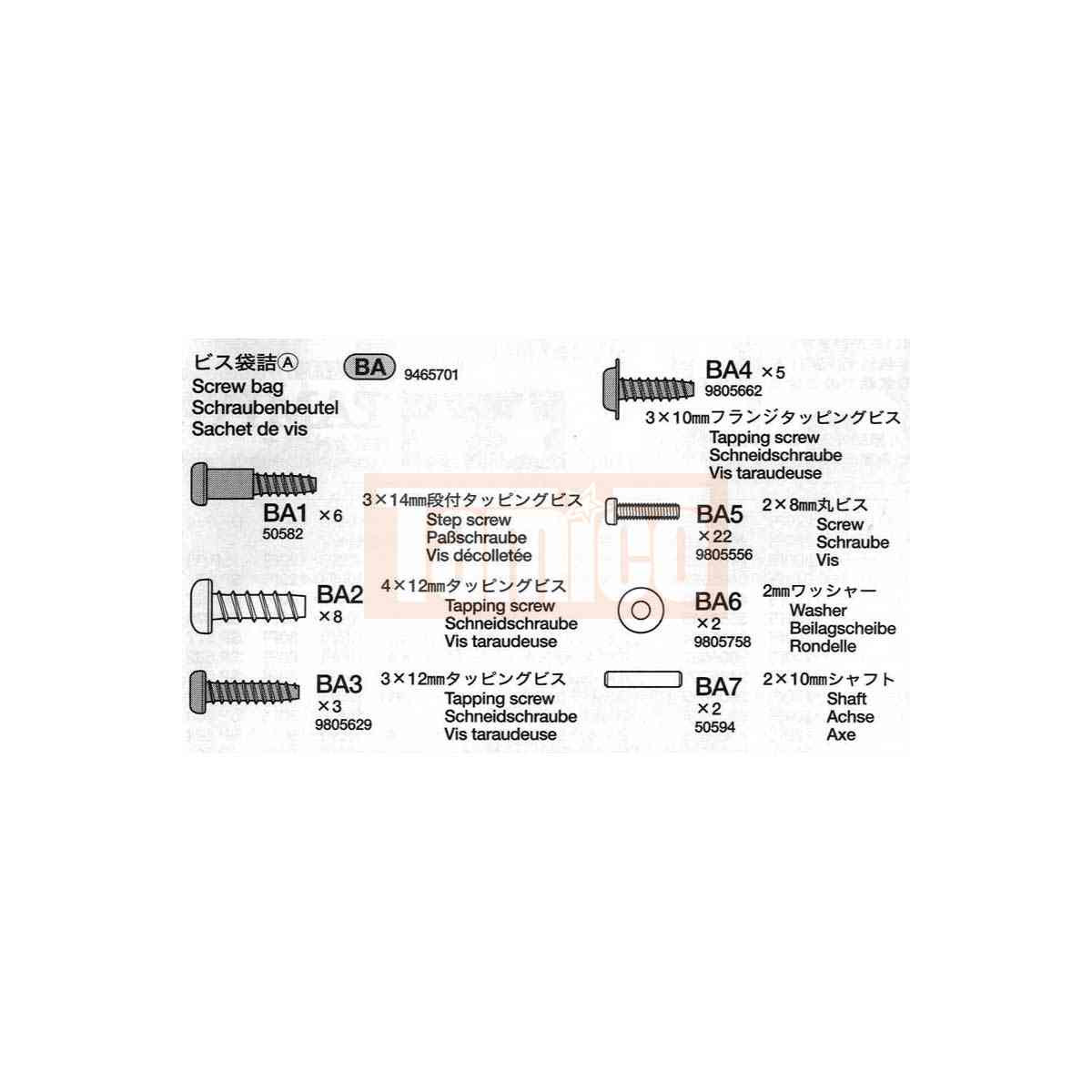 Tamiya #19465701 Screw Bag A for 58384