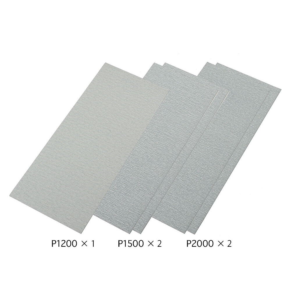 Tamiya 87024 Sandpaper Set – 5 Sheets (1200/1500/2000 Grit) For Model Making, Plastic, Wood & Metal Finishing