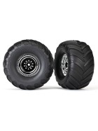 Traxxas 3665X Tires & wheels, assembled, glued (chrome wheels, Terra Groove dual profile tires, foam inserts) (nitro rear/ electric front) (2)
