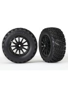 Traxxas 7473T Tires & wheels, assembled, glued (black wheels, gravel pattern tires, foam inserts) (2) (TSM rated)