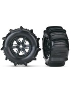 Traxxas 7773 Tires & wheels, assembled, glued (X-Maxx black wheels, paddle tires, foam inserts) (left & right) (2)