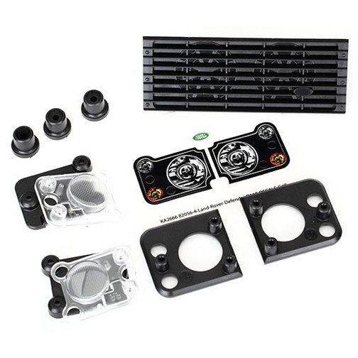 Traxxas 8013 Grille, Land Rover Defender/ grille mount (3)/ headlight housing (2)/ lens (2)/ headlight mount (2) (fits #8011 body)