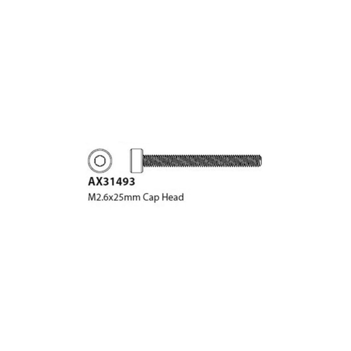 Axial AX31493 Cap Head Screw M2.6x25mm (6)
