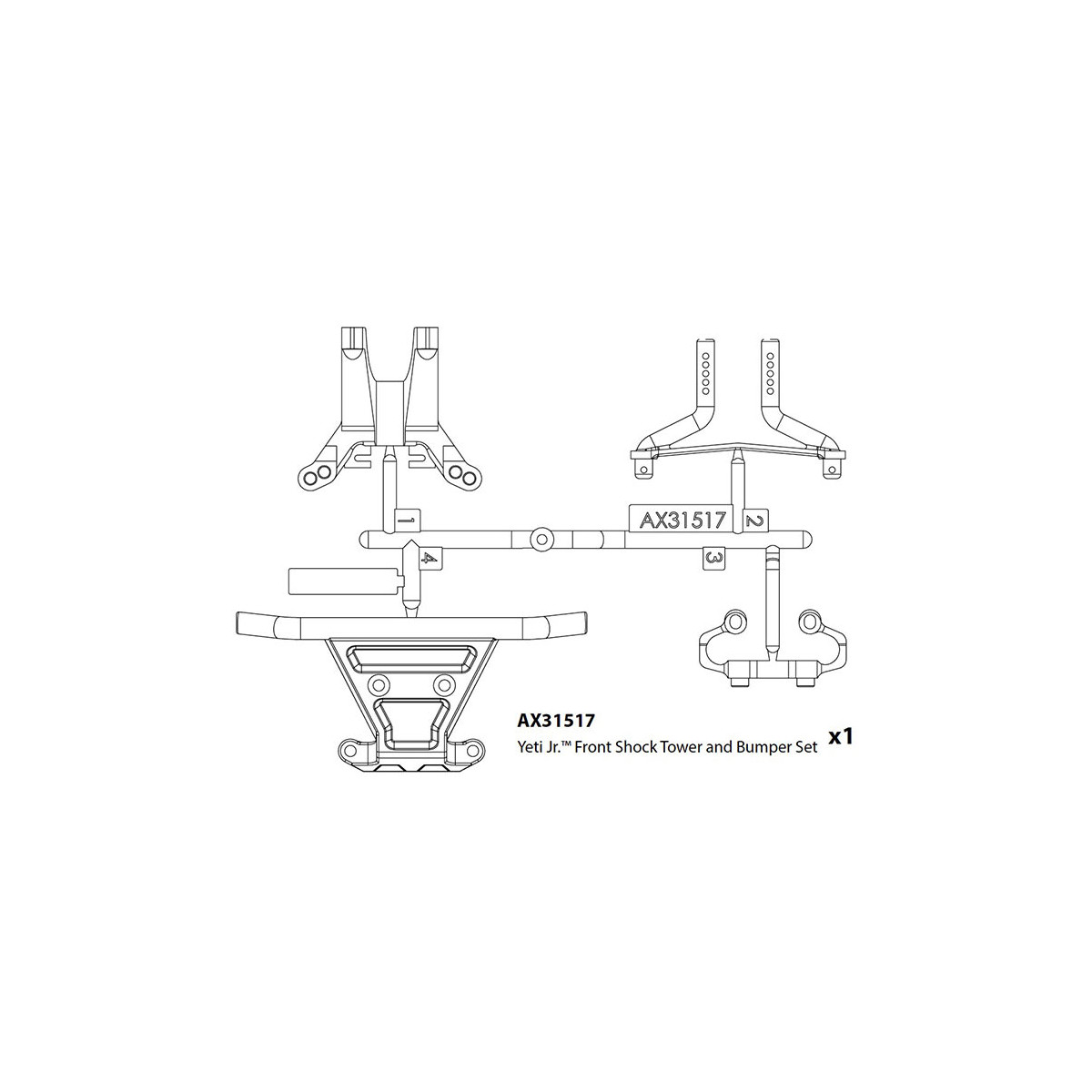 Axial AX31517 Bumper & Dämpferbrücke vorne...