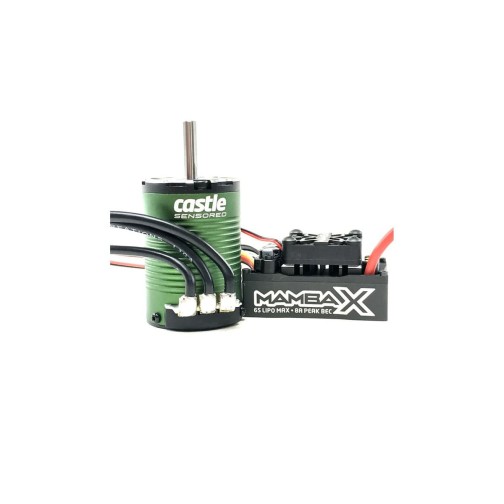 Castle - Mamba X SCT - Combo - 1-10 Extreme Brushless SCT Car Controller with 1410-3800 Shaft 5mm Sensored Motor