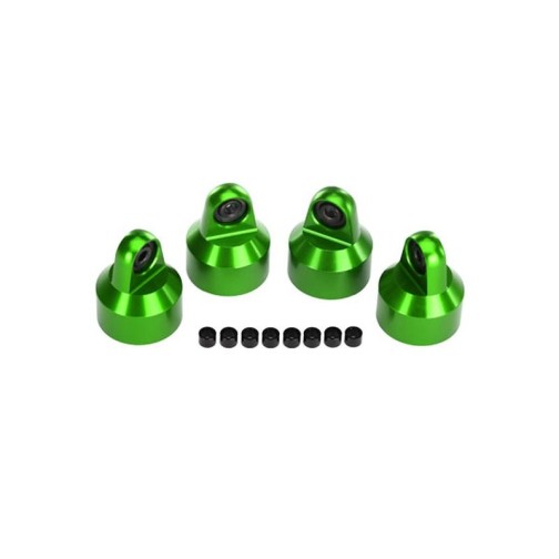 Traxxas 7764G Shock caps, aluminum (green-anodized), GTX shocks (4)/ spacers (8)