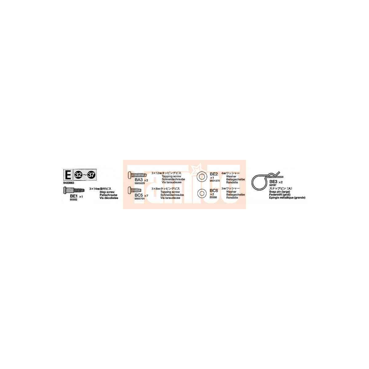 Tamiya #19400863 Metal Parts Bag E for 58418