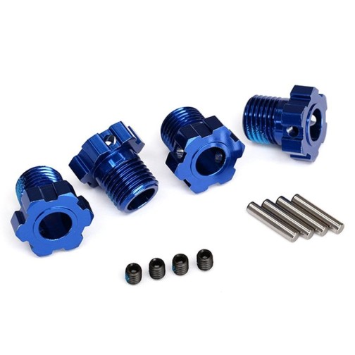 Traxxas 8654 Wheel hubs, splined, 17mm (blue-anodized) (4)/ 4x5 GS (4)/ 3x14mm pin (4)