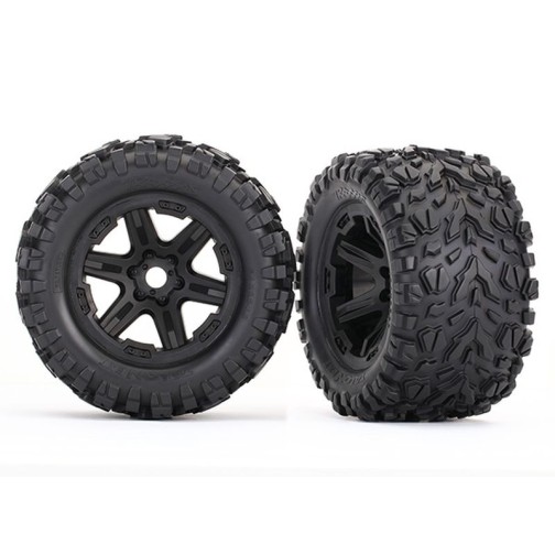 Traxxas 8672 Tires & wheels, assembled, glued (black wheels, Talon EXT tires, foam inserts) (2) (17mm splined) (TSM rated)