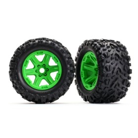Traxxas 8672G Tires & wheels, assembled, glued (green...