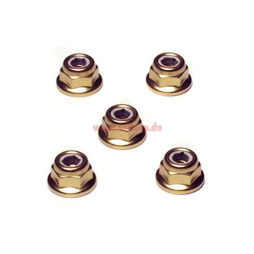 Tamiya Alu-Radmuttern M4 / 4mm gold-eloxiert (5 Stk.) #53161