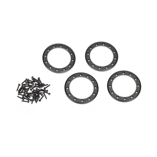 Traxxas 8168T Beadlock rings, black (2.2) (aluminum) (4)/ 2x10 CS (48)