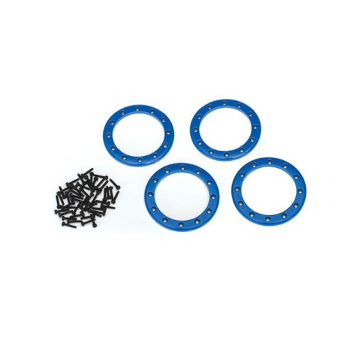 Traxxas 8168X Beadlock rings, blue (2.2) (aluminum) (4)/ 2x10 CS (48)