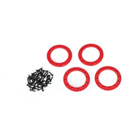Traxxas 8169R Beadlock rings, red (1.9) (aluminum) (4)/...