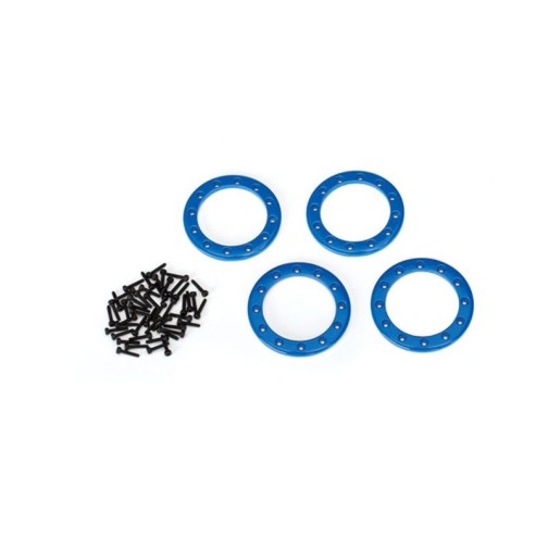 Traxxas 8169X Beadlock rings, blue (1.9) (aluminum) (4)/ 2x10 CS (48)