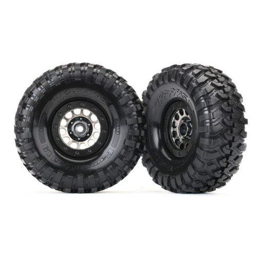 Traxxas 8174 Tires and wheels, assembled (Method 105 1.9 black chrome beadlock wheels, Canyon Trail 4.6x1.9 tires, foam inserts) (1 left, 1 right)